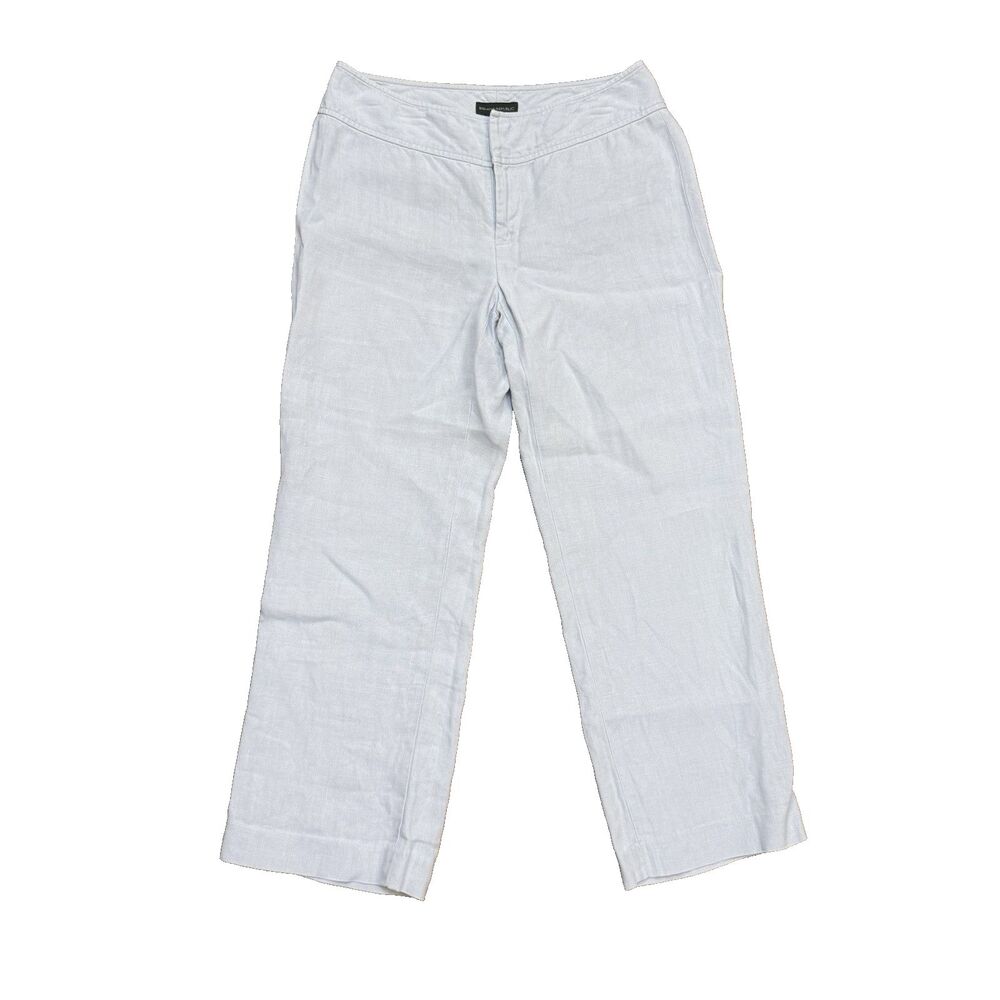 Banana Republic Women’s Sz 6 Crop Linen Pants Pale Blue Straight Flat Front